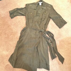 Stylish Olive Green Wrap Dress